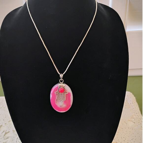 Hasma Hand Eye Pendant 925 Necklace - Picture 1 of 5